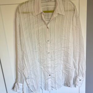 Vince White Striped Button Down Shirt